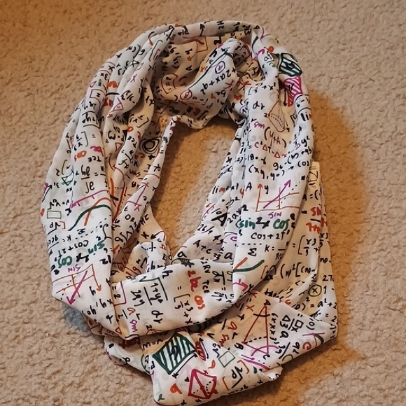 Math Teacher Print White Infinity Scarf EUC - Picture 4 of 5